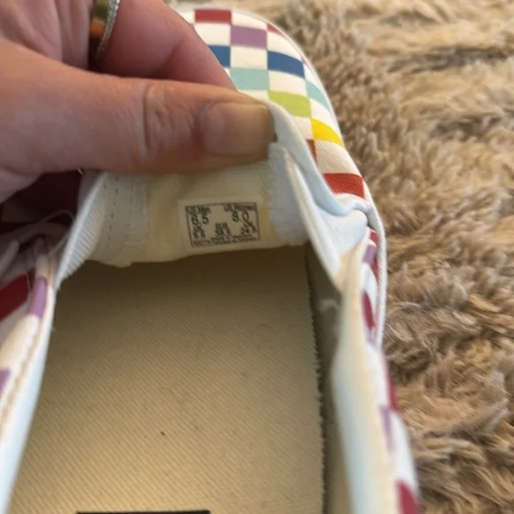 Vans Unisex Multicolor/Rainbow Checkered Slip-On Sneakers - Picture 7 of 7